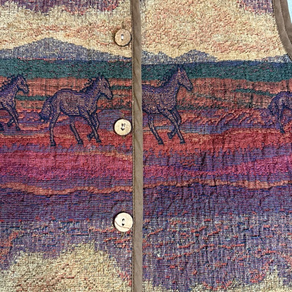 KEREN hart Vintage 1990s Wild Horses Tapestry Woven Vest Selected size Large - Picture 10 of 11